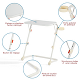 Table d’appoint pliable pour ordinateur portable, bout de canapé réglable en hauteur avec plateau inclinable et porte-gobelet - BASELINE