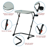 Table d’appoint pliable pour ordinateur portable, bout de canapé réglable en hauteur avec plateau inclinable et porte-gobelet - BASELINE