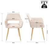 Lot de 4 fauteuils de salle à manger scandinaves avec accoudoirs en velours côtelé beige - CROMWELL CORDUROY