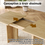 Rectangular dining table in particle panels finish oak with four robust feet