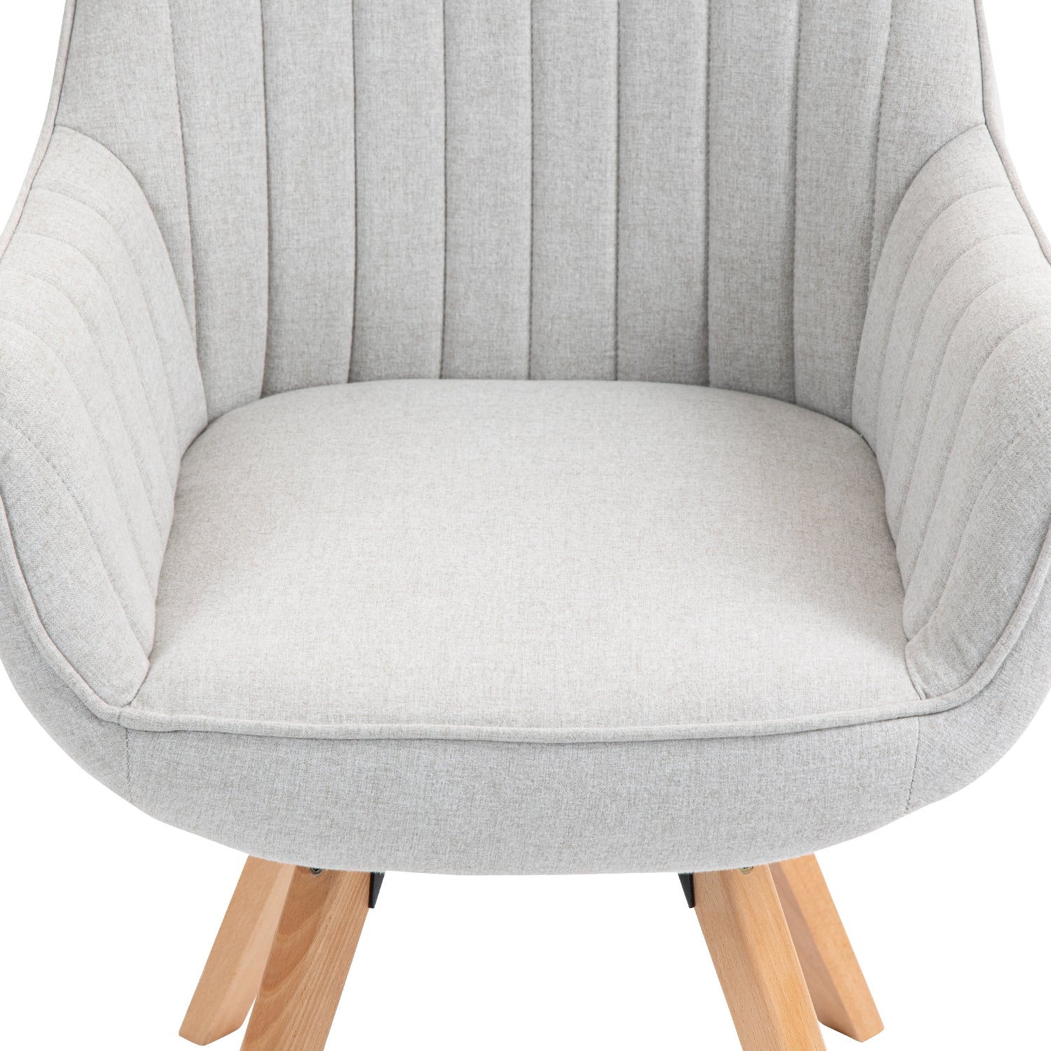Set di 6 comode sedie per sala da pranzo in tessuto beige, girevoli a 360° - CARSON FABRIC BEIGE 6PZ