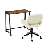 Con una oficina plegable industrial sobre ruedas y silla de terciopelo beige - Ascoli & Ross