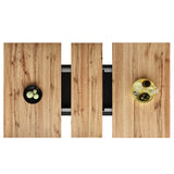 Table à manger télescopique extensible 140×80cm 3 niveaux de rangement bois naturel + noir pour cuisine et salon