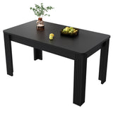 Rectangular dining table in particle panels finish oak with four robust feet