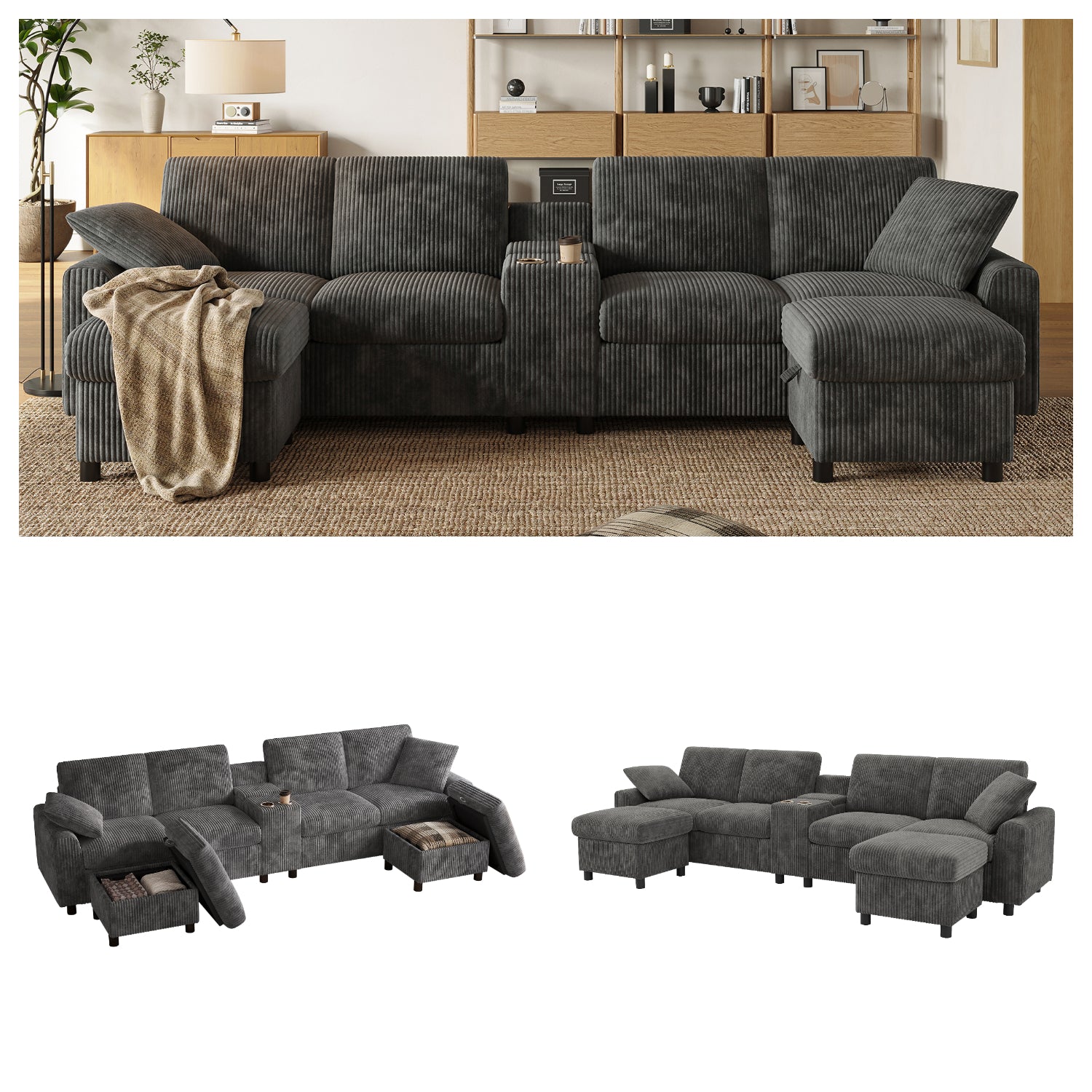 2-Sitzer-Sofa aus beigem Stoff im skandinavischen Stil – AHBARM