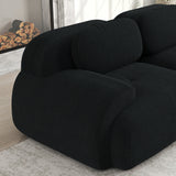 Ensemble de canapés avec accoudoirs incurvés et base antidérapante en tissu velours côtelé doux pour le salon, noir, siège 2 + tabouret 1