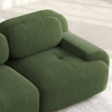 Ensemble de canapés avec accoudoirs incurvés et base antidérapante en tissu velours côtelé doux pour le salon, vert, siège 3 + tabouret 3
