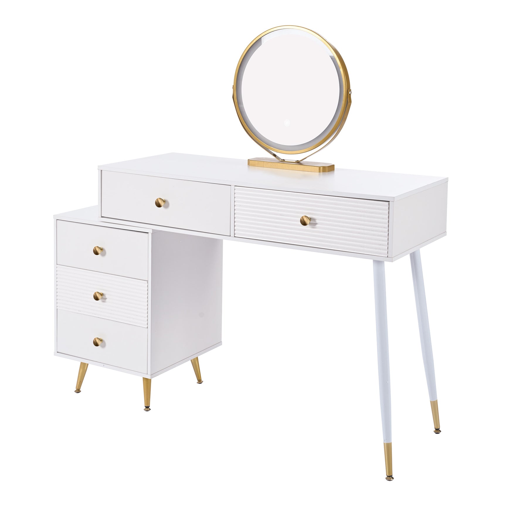 Ensemble coiffeuse élégante avec miroir HD rétroéclairé par LED, meuble latéral réglable et tiroir coulissant, 100 x 40 x 78 cm