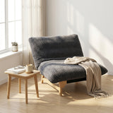 Fauteuil en velours côtelé gris sans accoudoirs