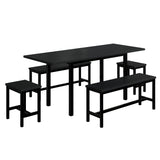 Ensemble de table de salle à manger extensible pliante 120–160 cm avec 4 chaises en métal noir, design moderne et pratique pour accueillir jusqu’à 6 personnes