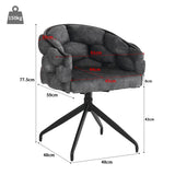 2 moderne Esstühle drehen in beige Stoff mit Armlehnen - Kalb