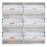 Meuble à chaussures moderne avec 6 abattants et étagères ouvertes, blanc – L118 x H115 x P25 cm