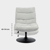 Verstellbarer Freizeitsessel aus grauem Chenille-Stoff, um 360° drehbar – LAMBERY
