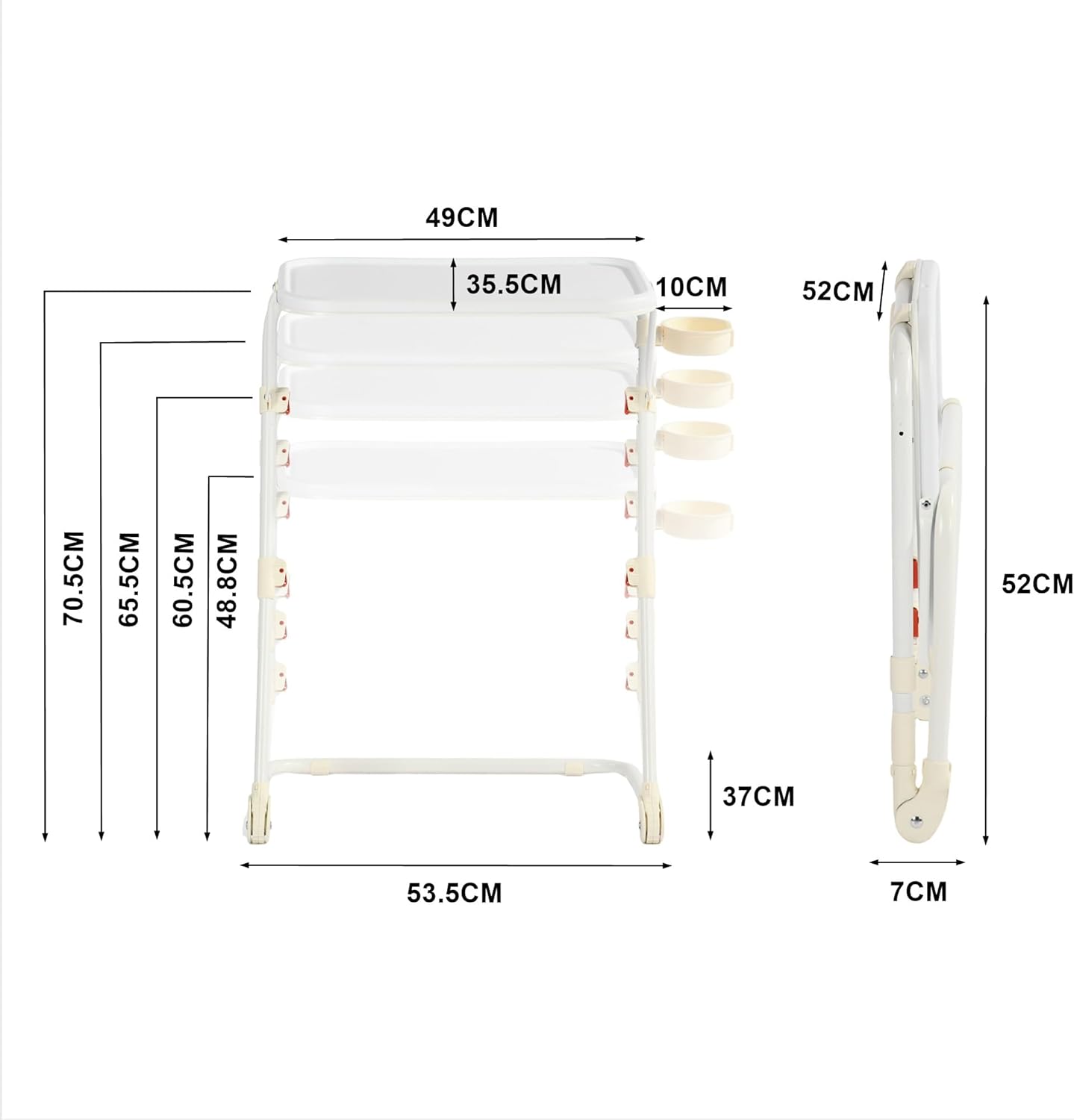 Table d’appoint pliable pour ordinateur portable, bout de canapé réglable en hauteur avec plateau inclinable et porte-gobelet - BASELINE