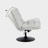 Verstellbarer Freizeitsessel aus grauem Chenille-Stoff, um 360° drehbar – LAMBERY