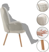 Fauteuil scandinave avec accoudoirs en tissu beige à surpiqûres - FUNKEL