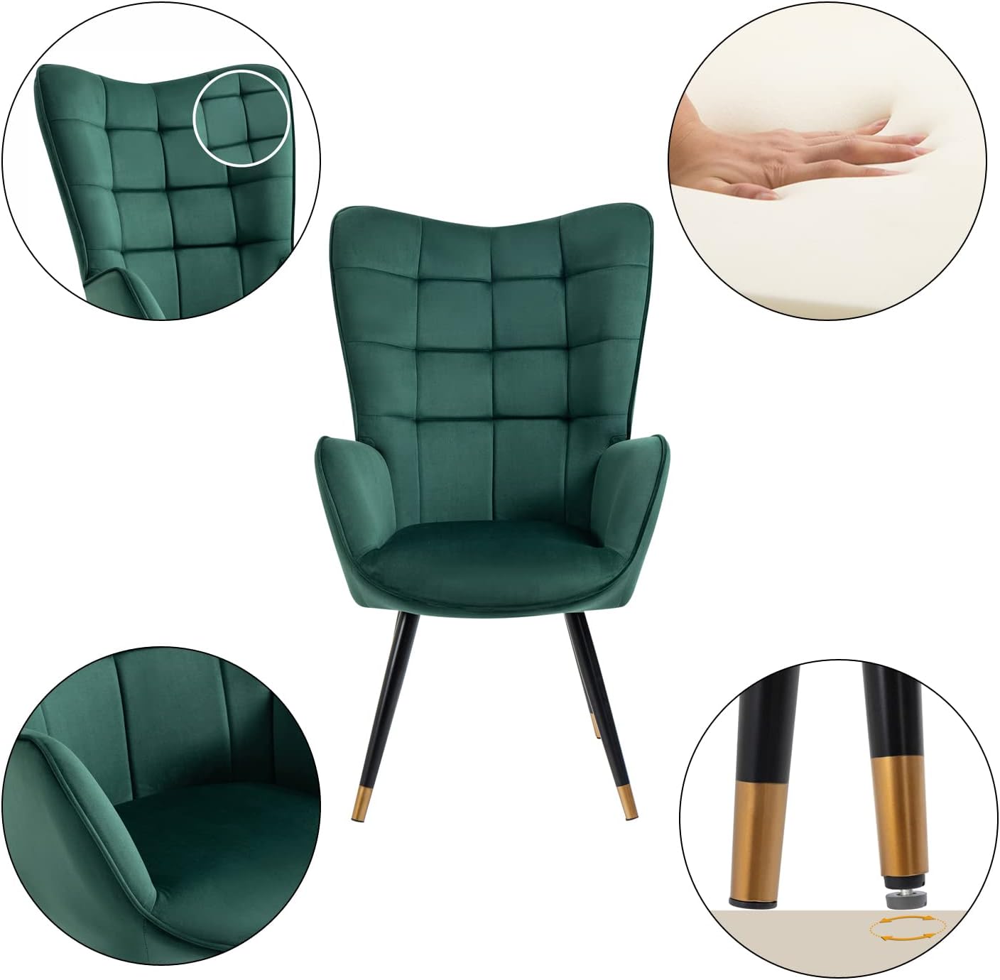 Polquadra scandinava con velluto verdi di velluto con cuciture - Funkel