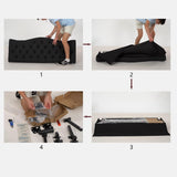 Lit double (160 x 200cm) avec tête de lit capitonnée en tissu gris (matelas non inclus) - LEON