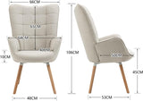 Fauteuil scandinave avec accoudoirs en tissu beige à surpiqûres - FUNKEL