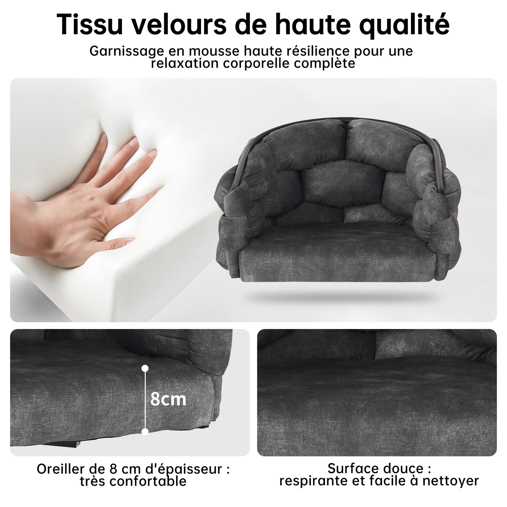 2 moderne Esstühle drehen in beige Stoff mit Armlehnen - Kalb