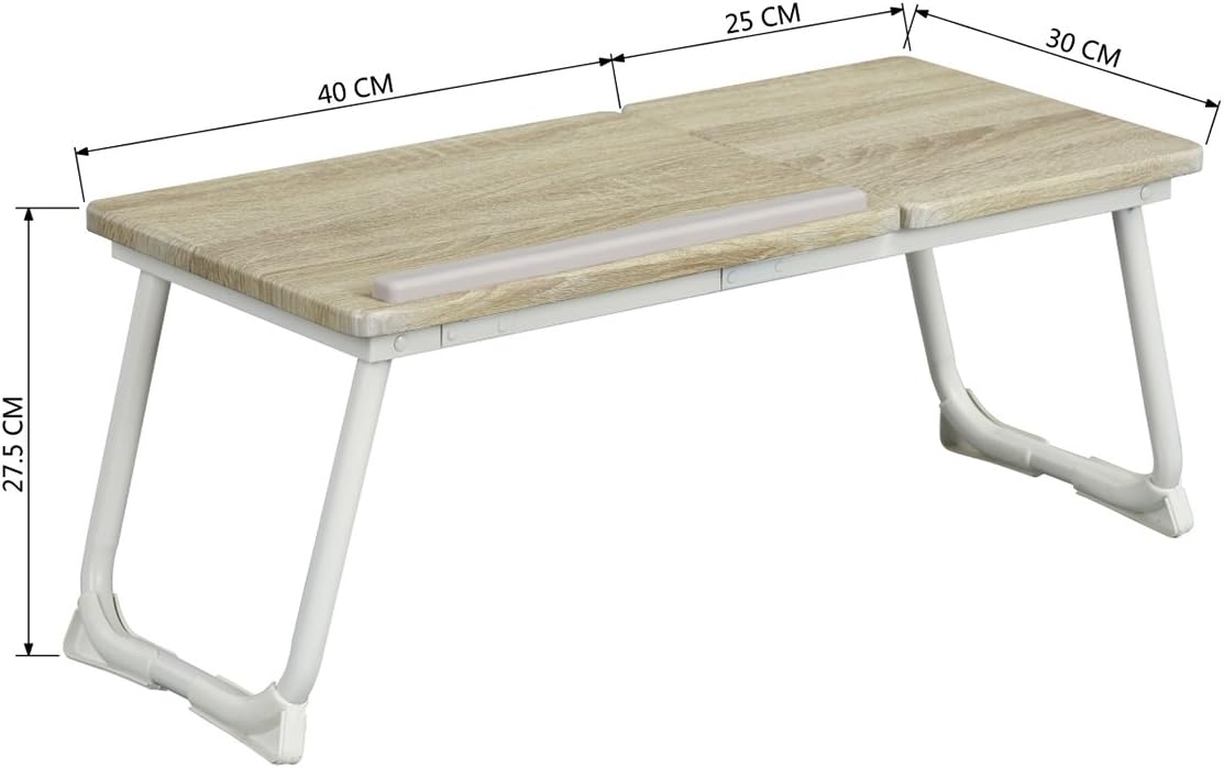 Table de lit/Support ordinateur pc pliable en bois et métal blanc - MAMIE