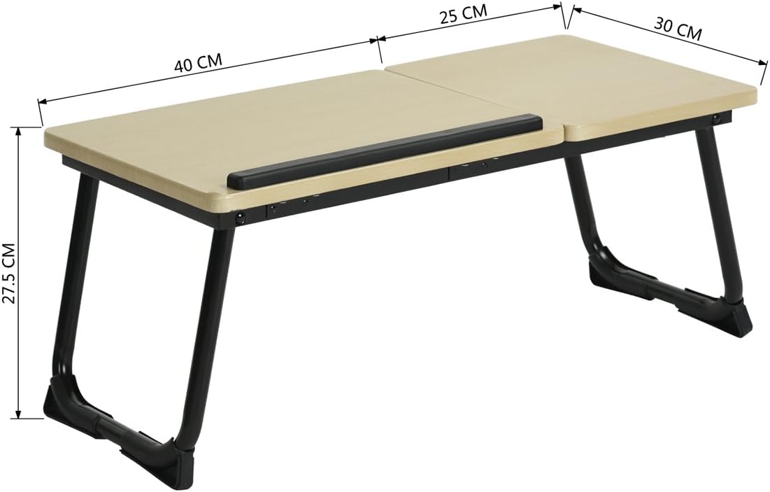 Table de lit/Support ordinateur pc pliable en bois et métal noir - MAMIE