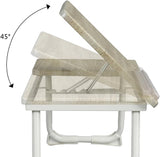 Table de lit/Support ordinateur pc pliable en bois et métal blanc - MAMIE