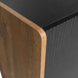 Modernes Buffet 120 cm Schwarz und Holz mit 2 Türen und 3 Schubladen, Design -Sideboard mit großem Stauraum