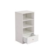 Bibliothèque blanche moderne avec 3 étagères et 1 tiroir au design minimaliste et rangement pratique