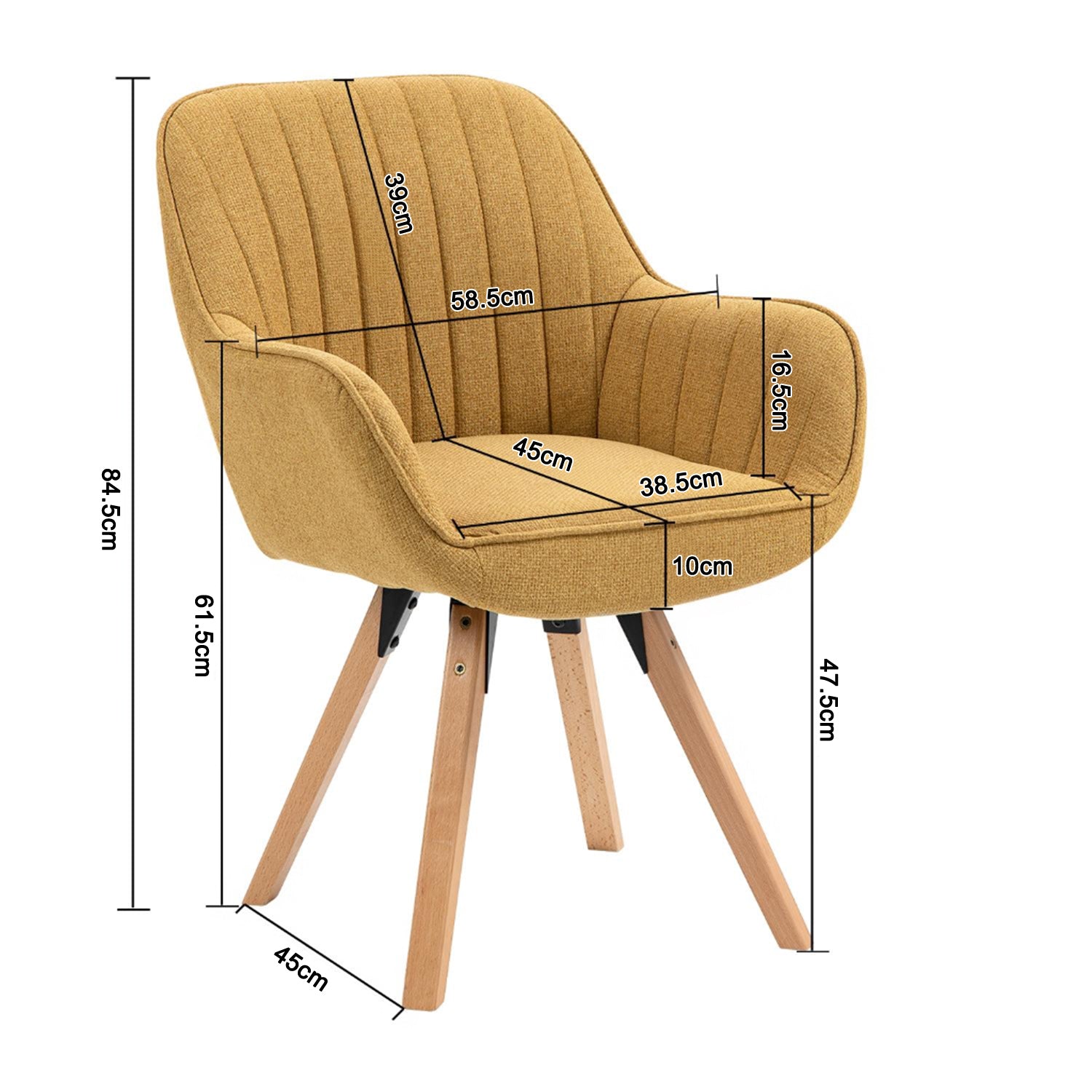 Set mit 6 bequemen Esszimmerstühlen aus gelbem Stoff, um 360° drehbar – CARSON FABRIC YELLOW 6STK