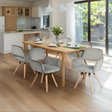 Lot de 6 fauteuils de salle à manger scandinaves pivotantes en velours côtelé gris avec accoudoirs - CROMWELL MID