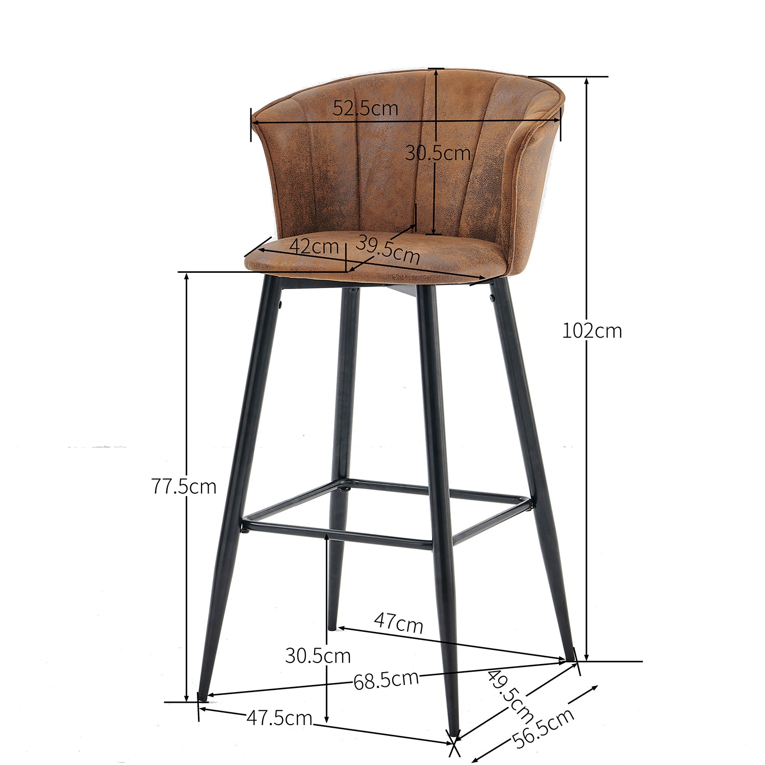 Set von 4 Industrial Bar Stools mit Armlehnen und Schwedendatei - Dononic Bar