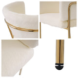 Lot de 2 chaise de loisirs individuelle en imitation de velours de lapin Chaise élégante à quatre pieds en métal beige pour salon chambre à coucher et salle à manger