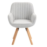 Set di 6 comode sedie per sala da pranzo in tessuto beige, girevoli a 360° - CARSON FABRIC BEIGE 6PZ
