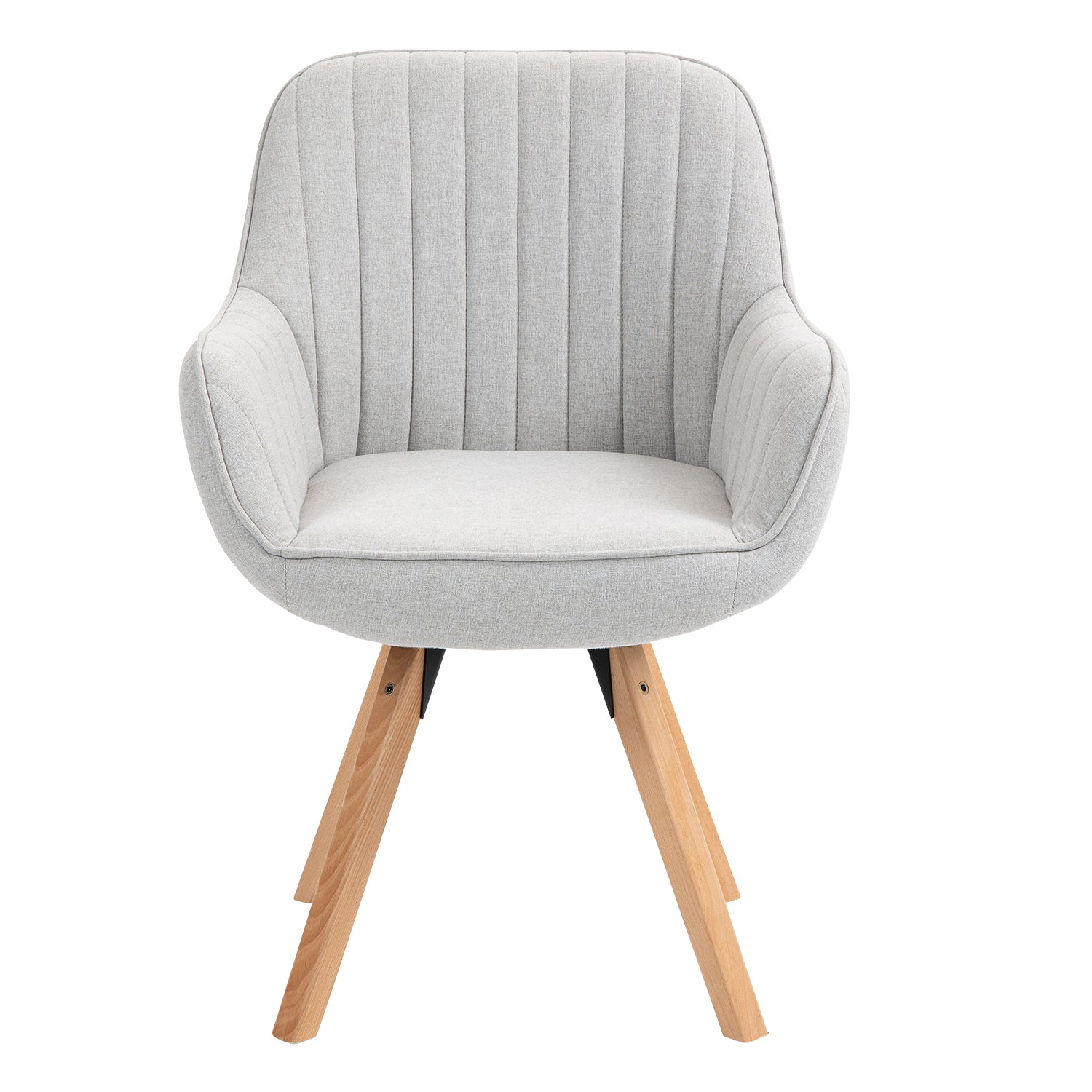 Set di 6 comode sedie per sala da pranzo in tessuto beige, girevoli a 360° - CARSON FABRIC BEIGE 6PZ