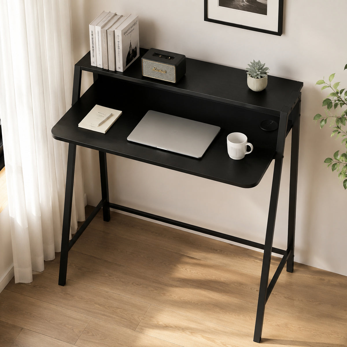 Bureau compact en MDF, coloris noir