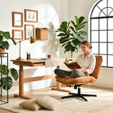 Drehbarer, verstellbarer Freizeitsessel mit Armlehnen aus beigem Cord – DUROTHIL