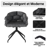 2 moderne Esstühle drehen in beige Stoff mit Armlehnen - Kalb