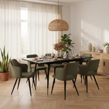 Round Table Table Table Table Timber Ø80 cm with 4 black velvet chairs, modern and comfortable style