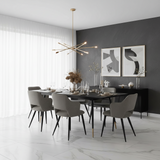 Round Table Table Table Table Timber Ø80 cm with 4 black velvet chairs, modern and comfortable style