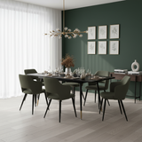 Round Table Table Table Table Timber Ø80 cm with 4 black velvet chairs, modern and comfortable style