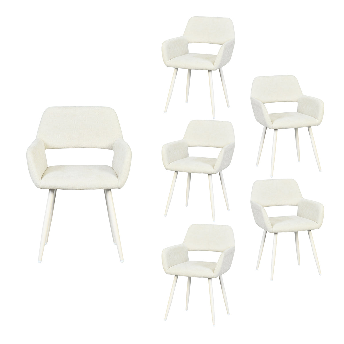 Set von 2 skandinavischen Esszimmer Sesseln mit beige Stoffarmlehnen - Cromwell