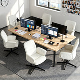 Fauteuil de bureau ergonomique réglable pivotant avec accoudoirs en tissu bouclette blanc - THOMASINA