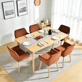 Lot de 6 chaises de salle à manger de style scandinave avec pieds en bois et accoudoirs en velours côtelé rouge - ELIA