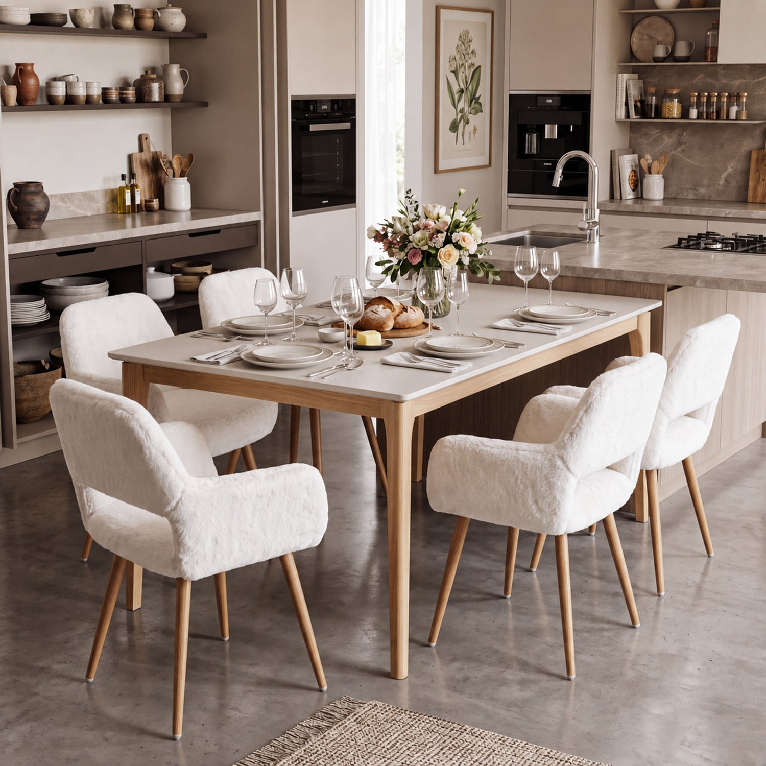 Scandinavian dining chair with black fabric armrests - CROMWELL BLACK Ⅰ