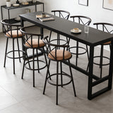Set von 6 schwenkbaren Industriestangenhockern mit brauner Stoffrückländer - Hailey 29