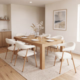 Set von 2 skandinavischen Esszimmer Sesseln mit beige Stoffarmlehnen - Cromwell