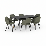 Round Table Table Table Table Timber Ø80 cm with 4 black velvet chairs, modern and comfortable style