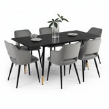 Round Table Table Table Table Timber Ø80 cm with 4 black velvet chairs, modern and comfortable style