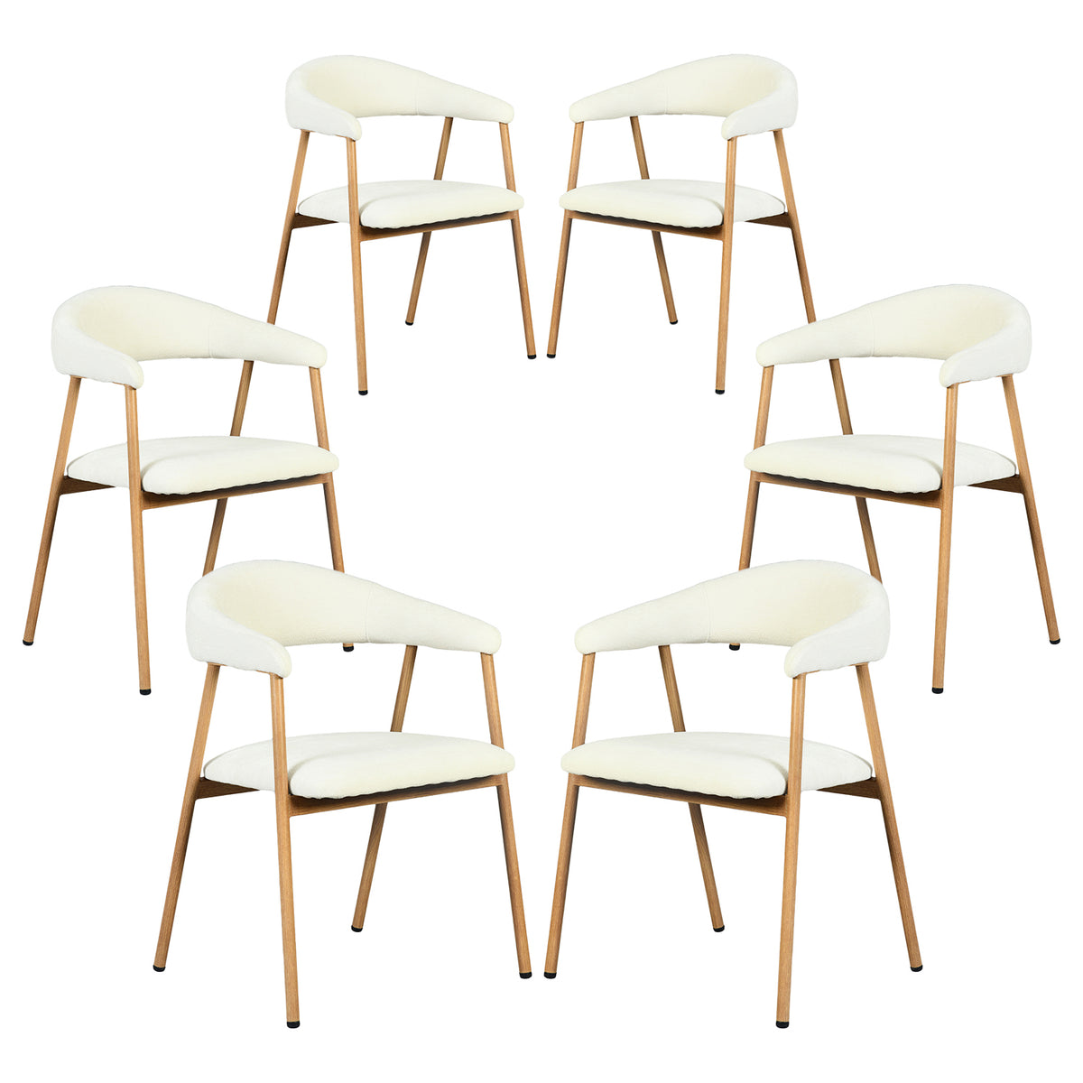 Set von 2 skandinavischen Esszimmer Sesseln mit beige Stoffarmlehnen - Cromwell